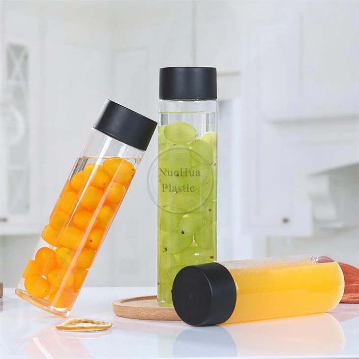 Clear Empty Food Grade PET Plastic Water Drinking Bottles 350ml Square Juice Beverage Smoothie Bottles With Top